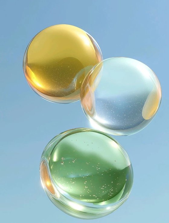 Abstract rendering of coloured glass spheres